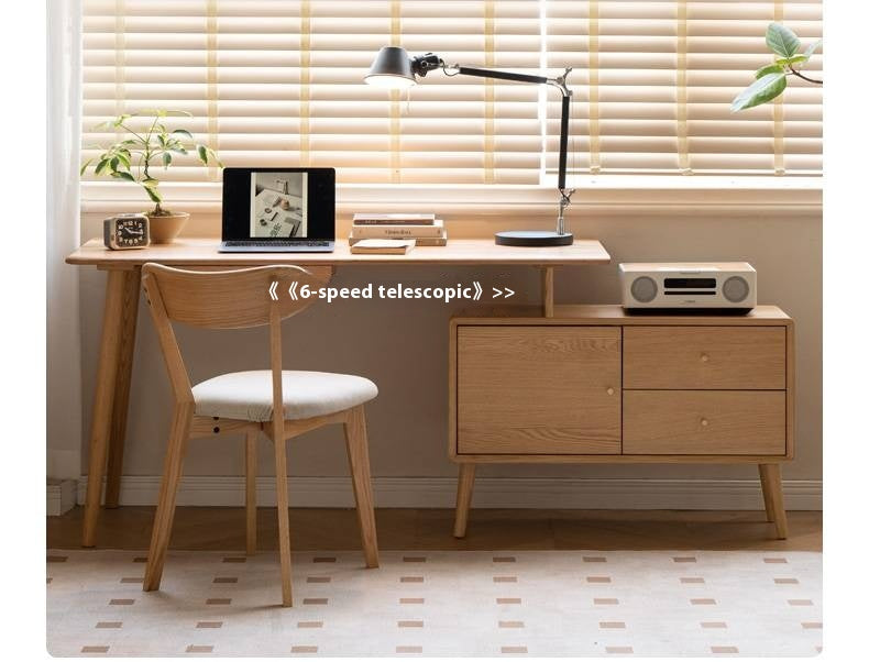 Oak Solid Wood Telescopic Office Desk