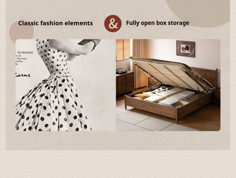 Black Walnut Solid Wood Box Bed — Italian Light Luxury Fully Openable Bed