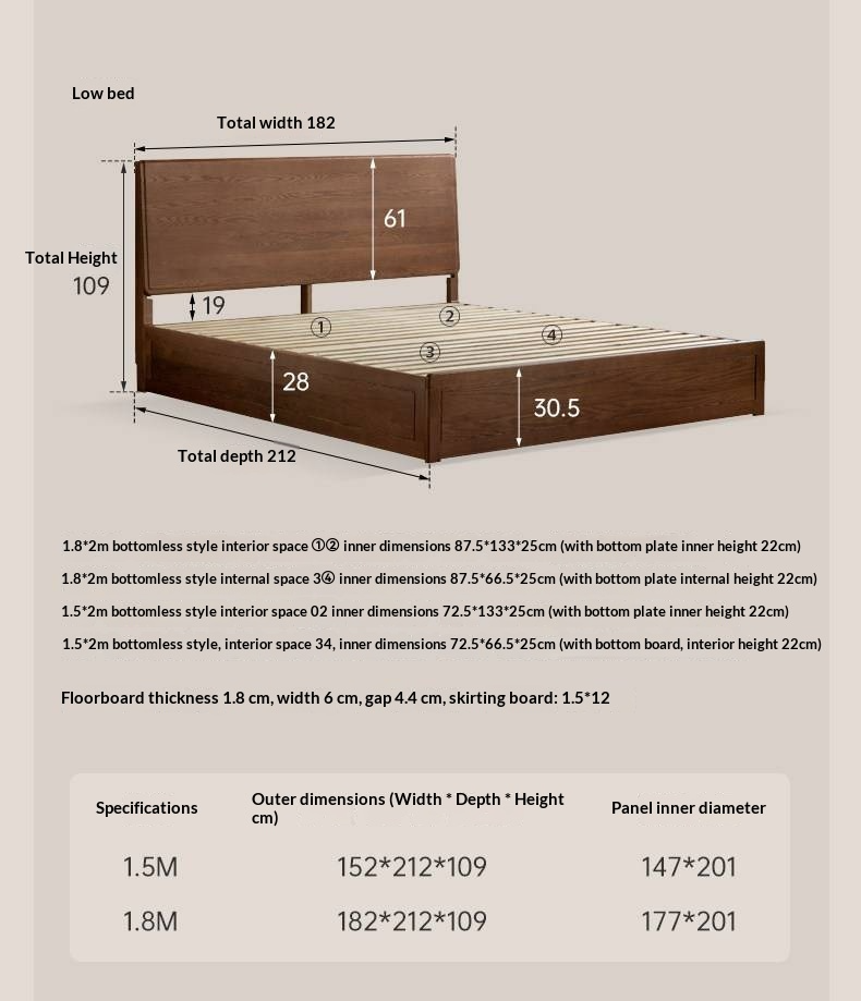 Oak Solid Wood Box Bed — Modern Minimalist Design