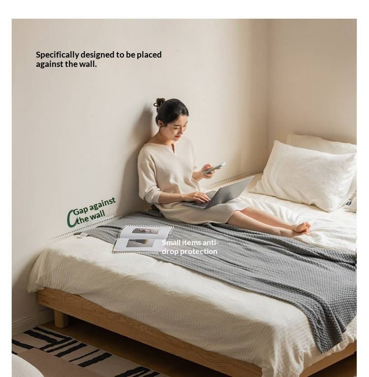 Oak Solid Wood Platform Bed, Headboard-Free Bed