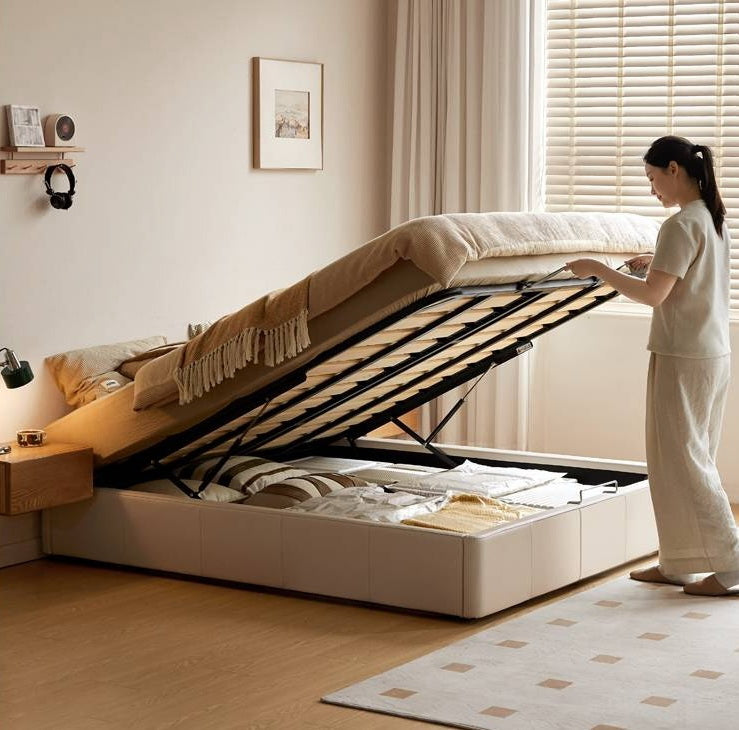 Eco-Cloud Leather Box Platform Bed, Headboard-Free Bed