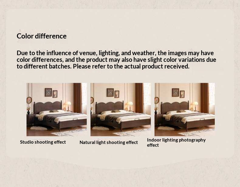 Poplar Solid Wood Bed with French Retro Style and Large Off-the-Floor Box Design