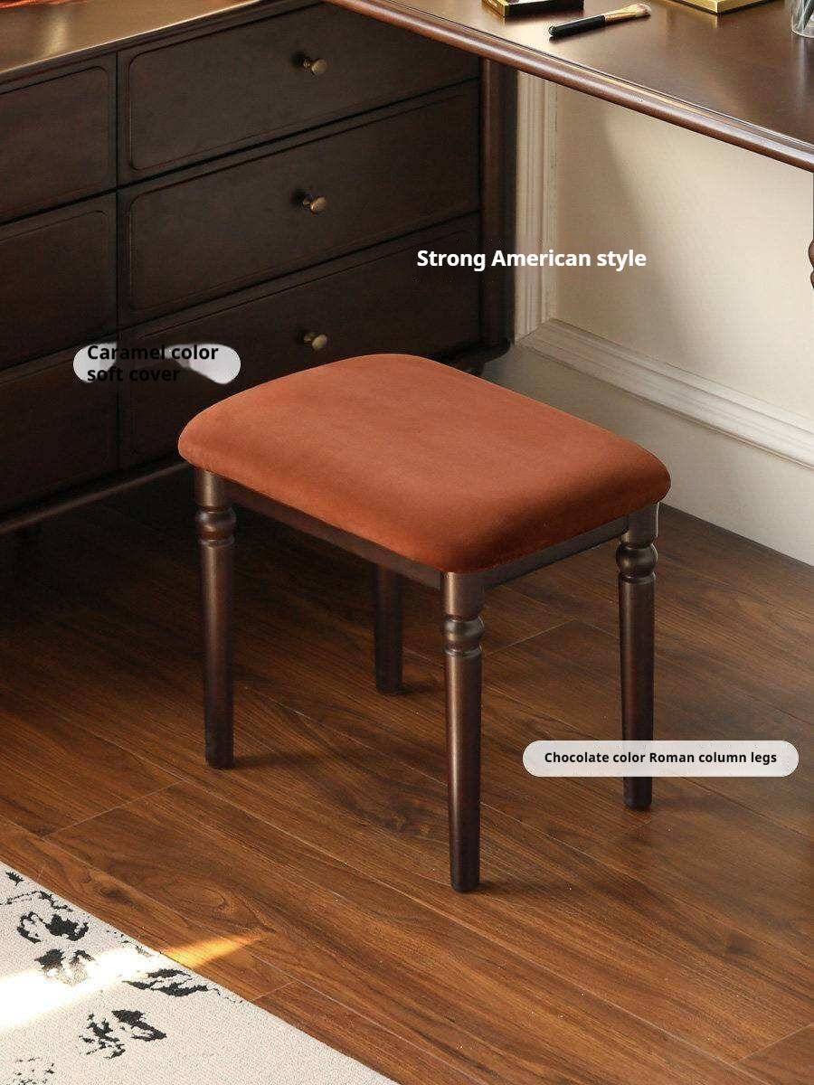 Beech Solid Wood American Retro Style Makeup Stool