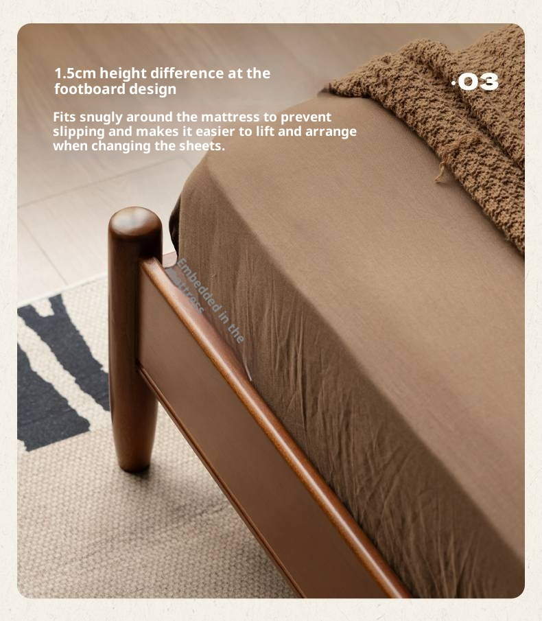 Poplar Solid Wood Bed, Bauhaus Vintage Style