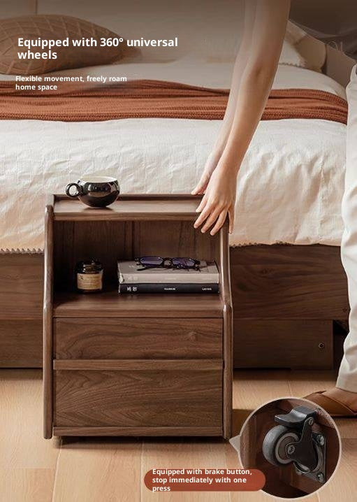 Black Walnut Solid Wood Italian Light Luxury Nightstand