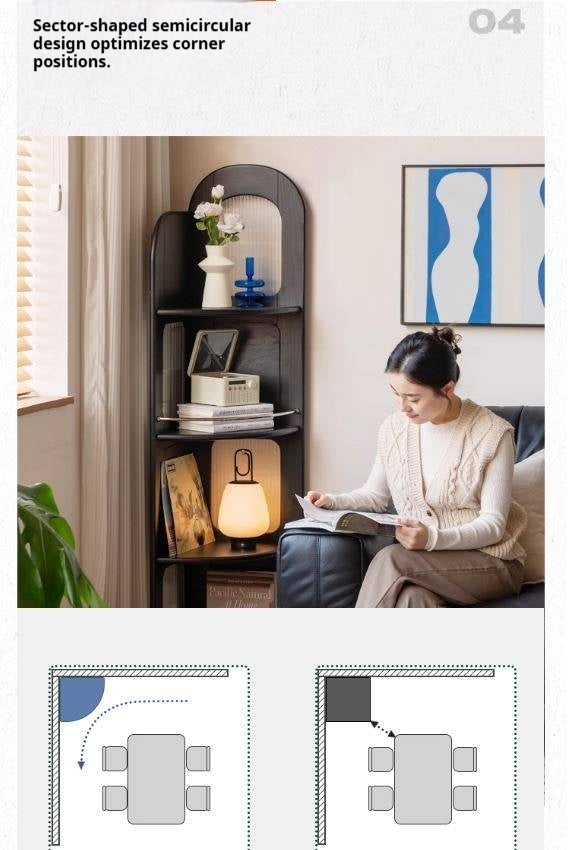 Oak Solid Wood Bauhaus Style Corner Bookshelf