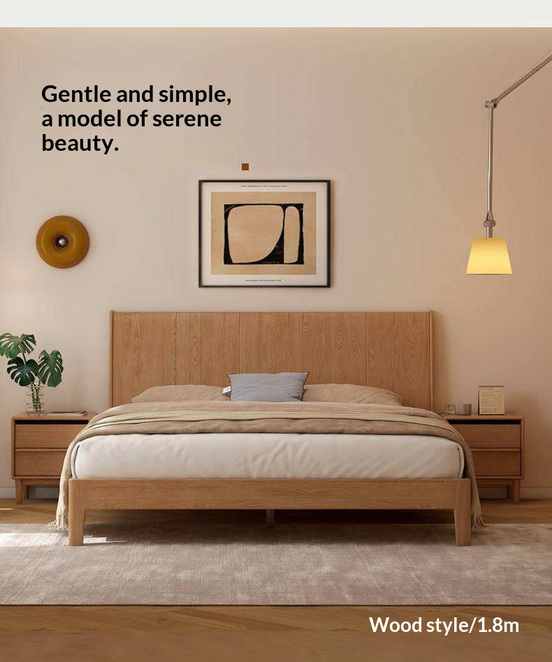 Ash Solid Wood Channel Tufted Platform Bed