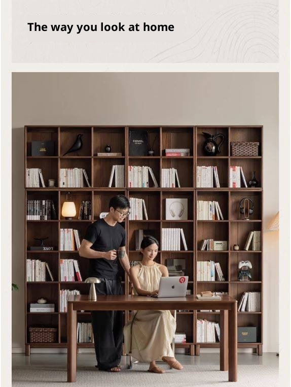 Sandalwood Solid Wood Light Luxury Style Bookshelf