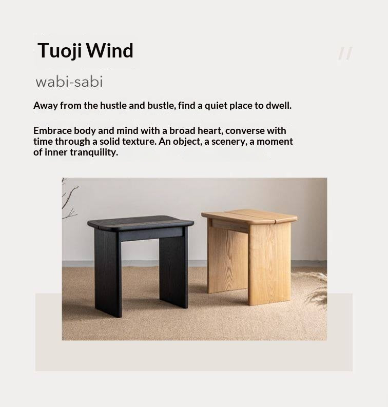 Ash Solid Wood Wabi-Sabi Style Square Chairs