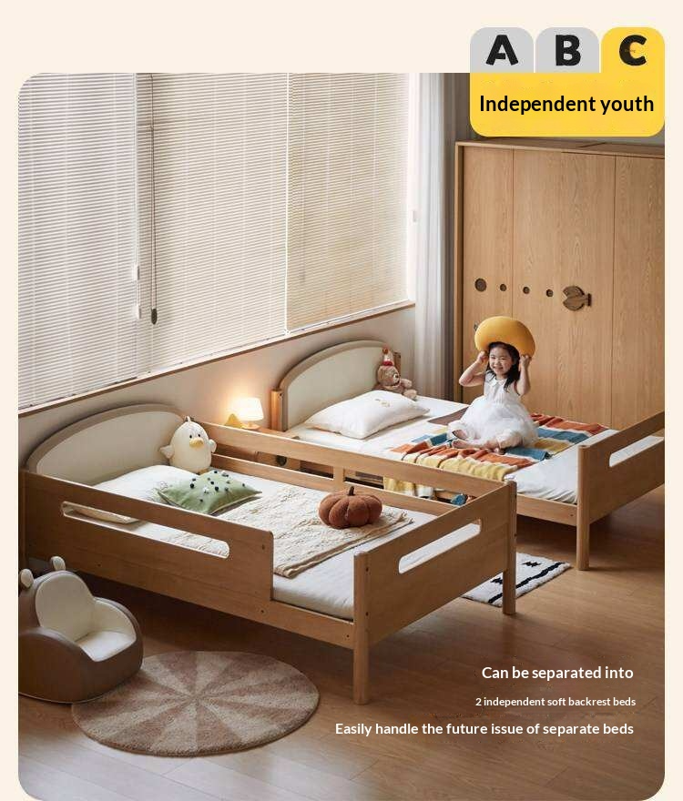 Beech Solid Wood Compact Bunk Bed, Suitable for Adults and Children