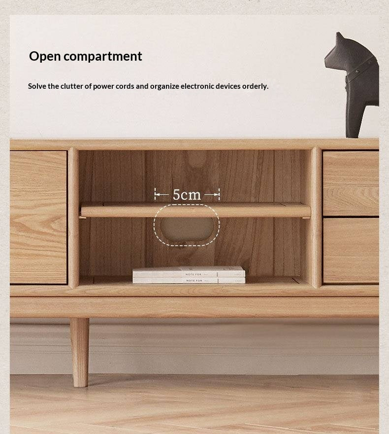 Ash Solid Wood Simple Floor TV Cabinet.