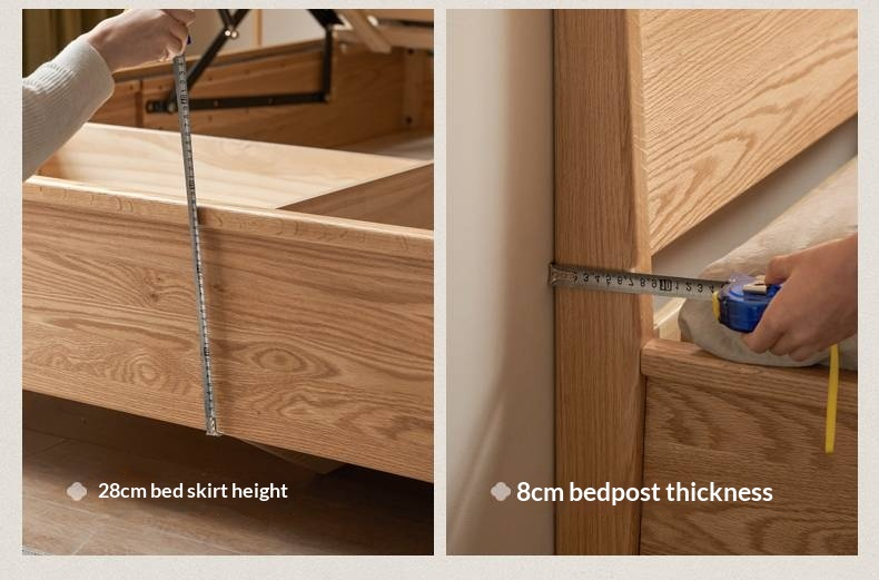 Oak Solid Wood High Box Bed in Modern Minimalist Design