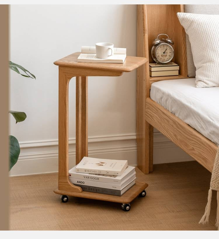 Oak Solid Wood Modern Minimalist Movable Nightstand