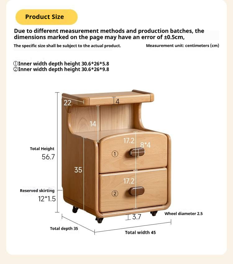 Beech Solid Wood Children's Nightstand Modern Minimalist