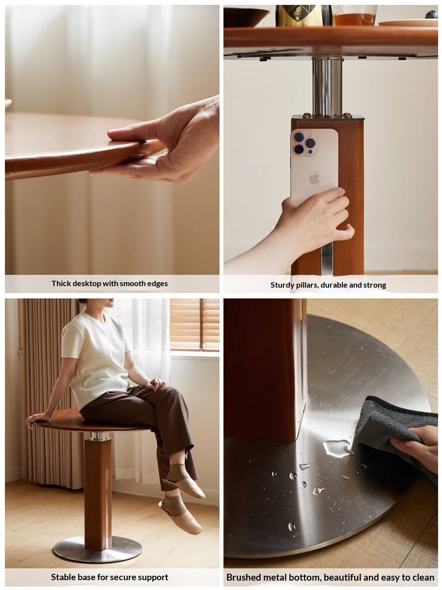 Poplar Solid Wood Vintage Round Bauhaus Style Dining Table