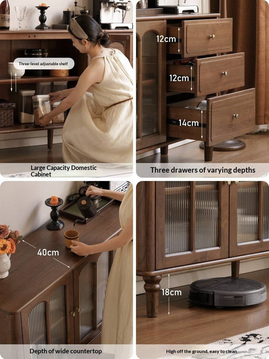 Black Walnut Solid Wood American Retro Sideboard