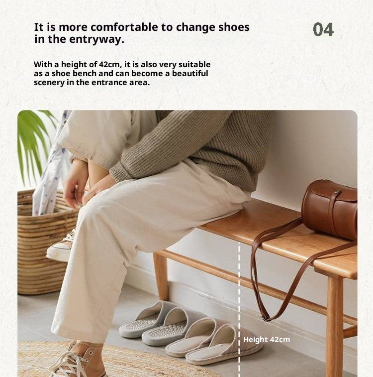 Cherry Solid Wood Bedside Long Bench