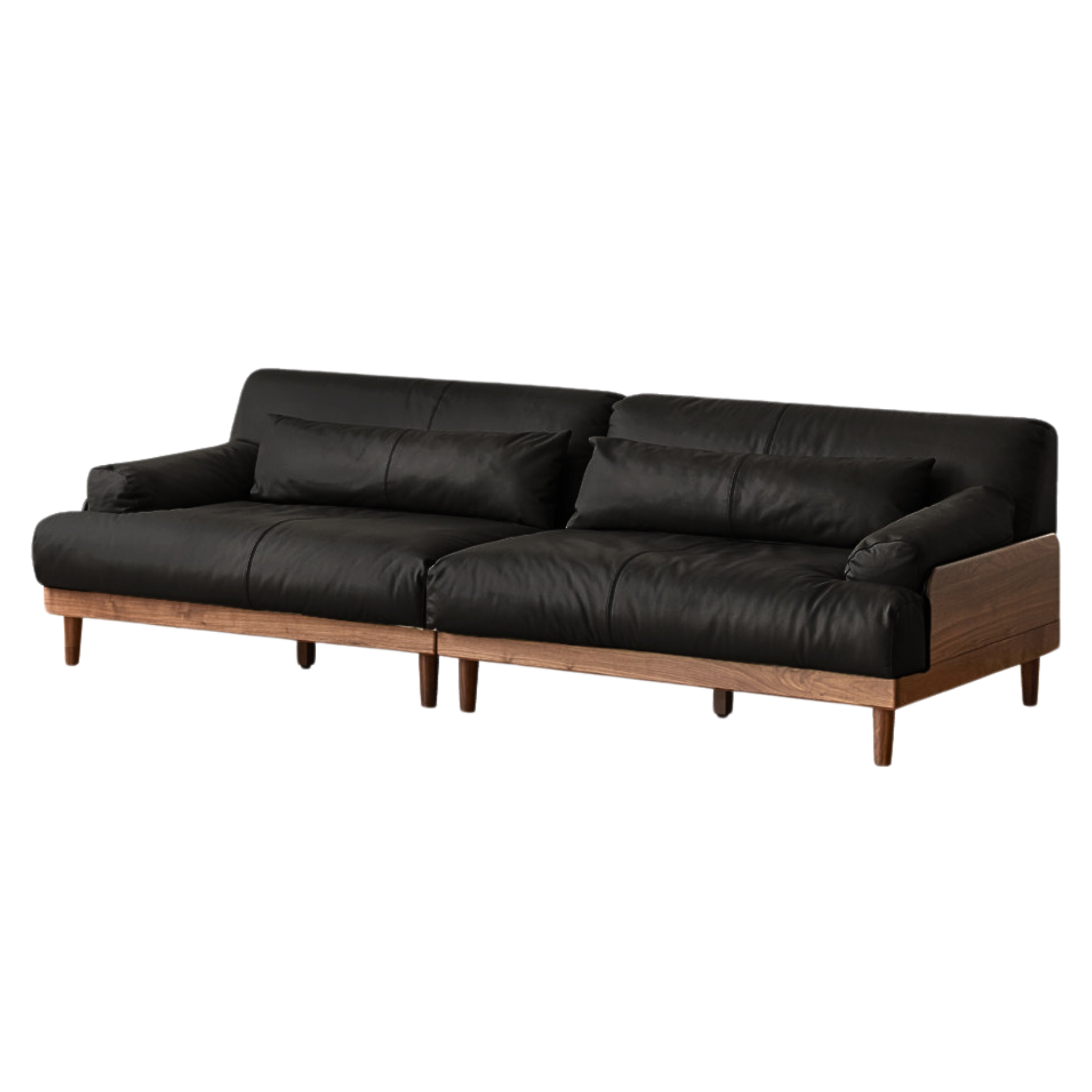 Black walnut solid wood leather down sofa