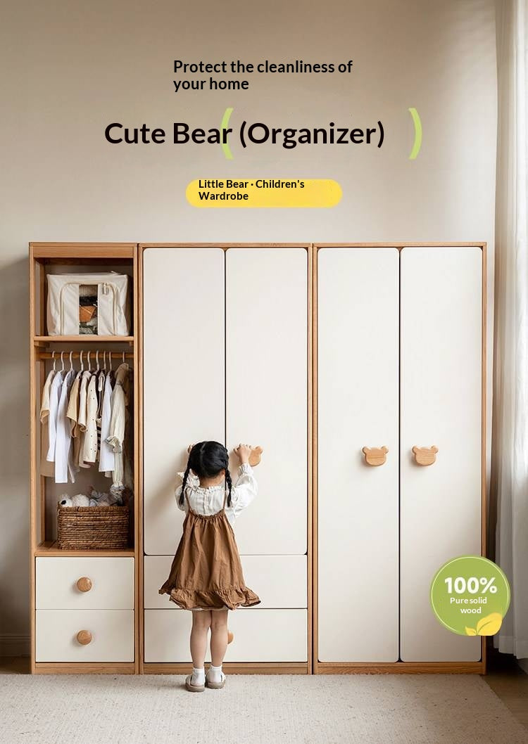 Oak Solid Wood Kids Wardrobe Combination