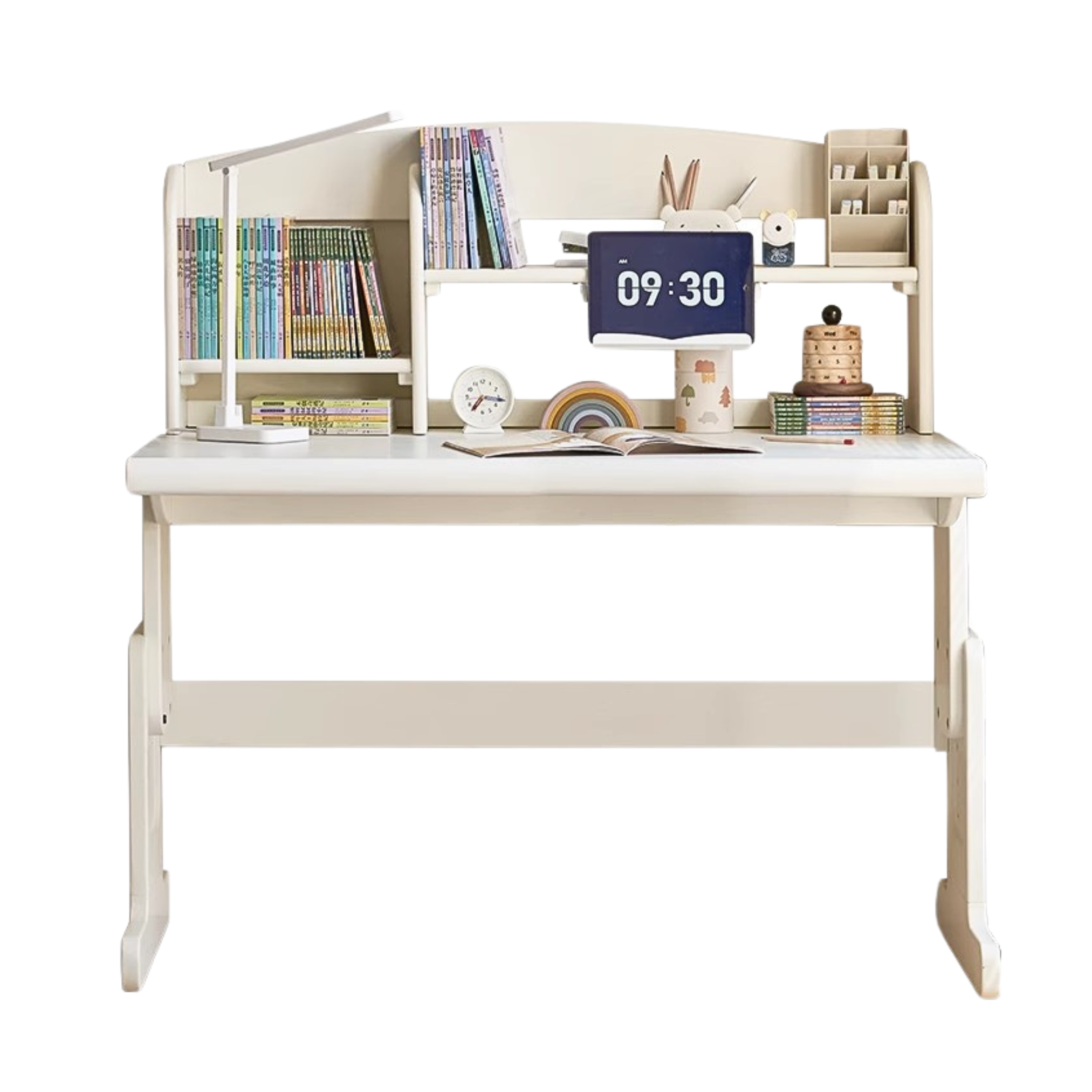 Beech Solid wood lift study desk  adjustable white children's desk