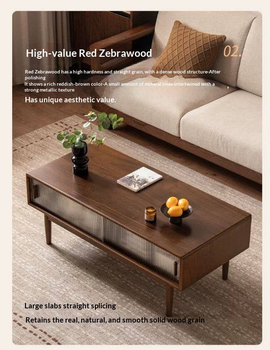 Red Zebrawood Rectangular Coffee Table