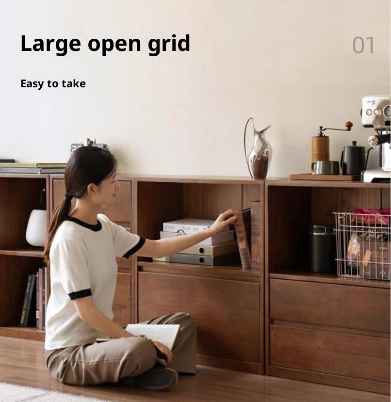 Solid Rubberwood Wall-Mounted Combination Bookcase