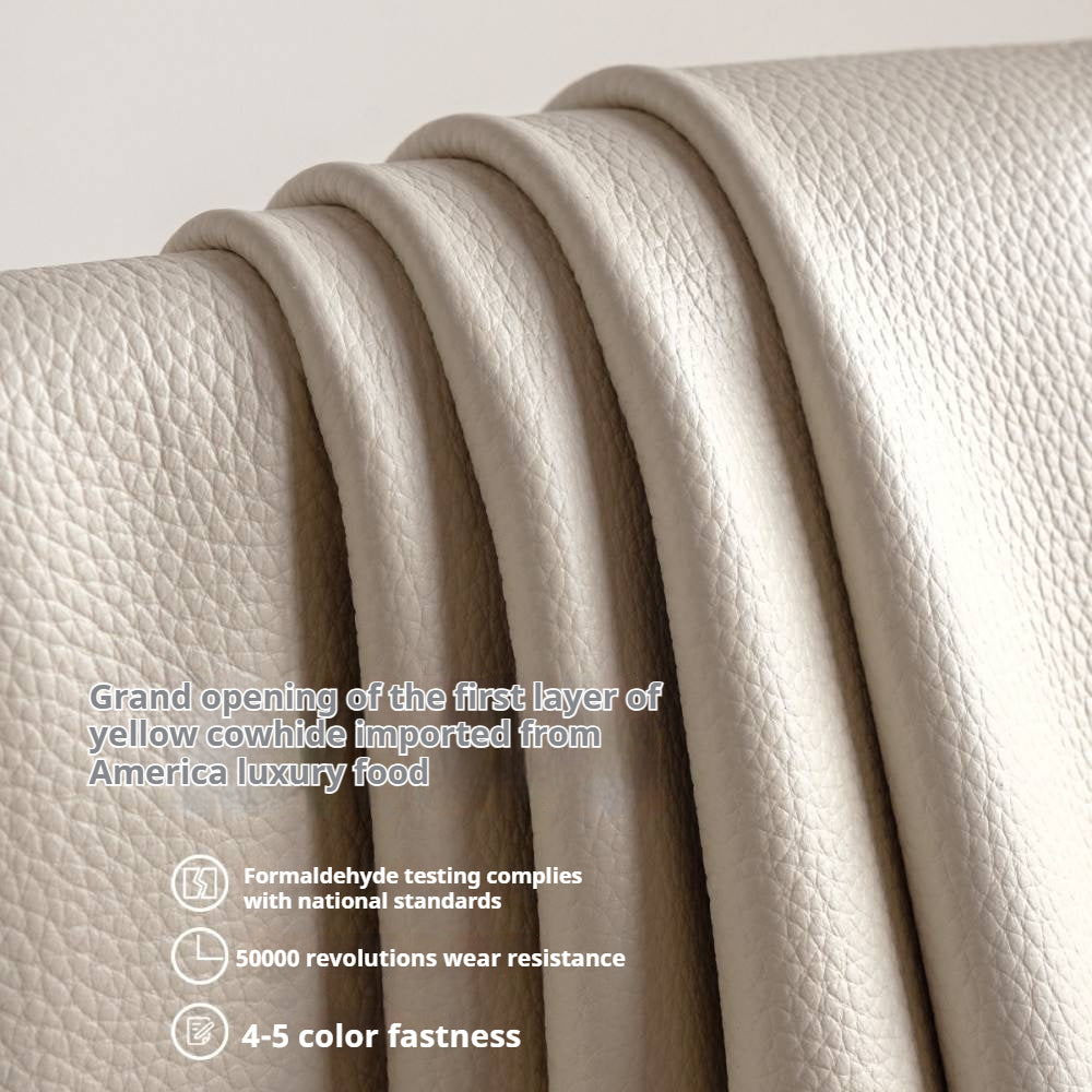 Pine Solid Wood Leather Sofa Cream Style Functional Electric