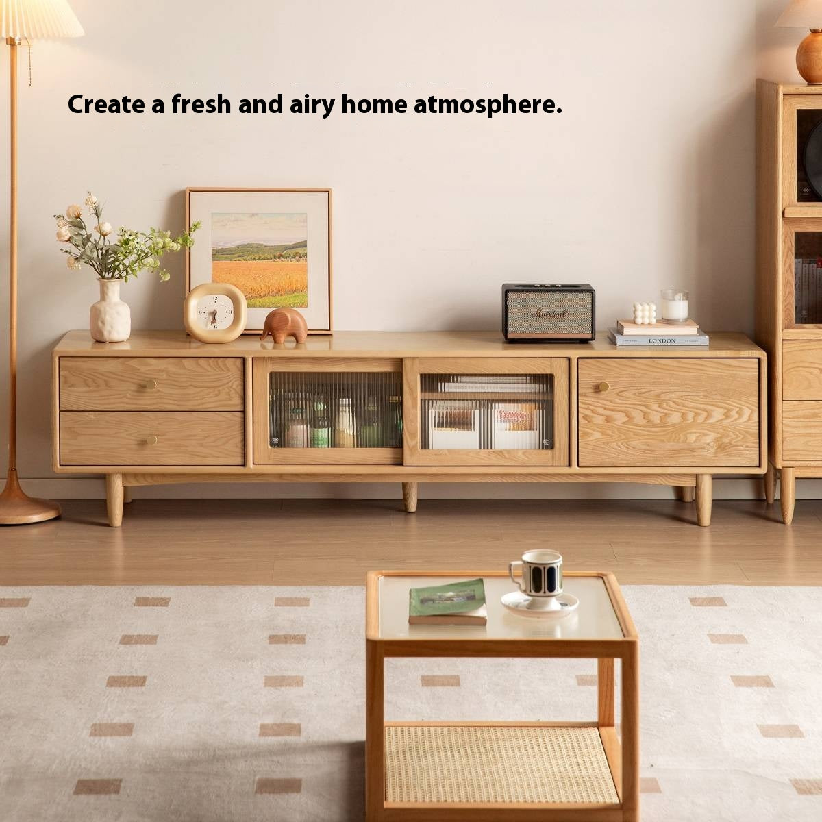 Ash Solid Wood Modern TV Cabinet