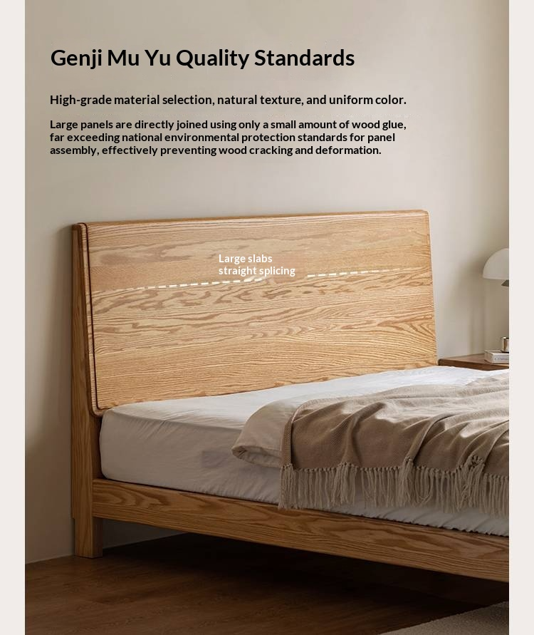 Oak Solid Wood Bed Modern Minimalist Large Bed