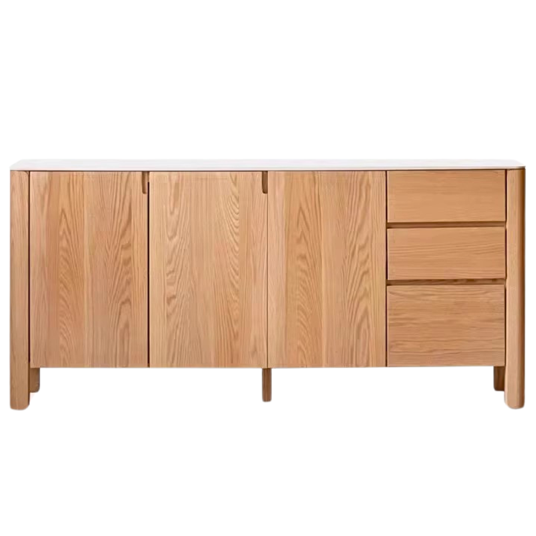 Oak Solid Wood Perforated Rock Board Dining Sideboard,