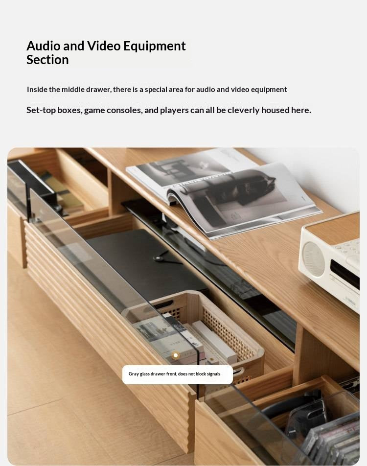 Ash Solid Wood Floor Modern Rock Board TV Cabinet.