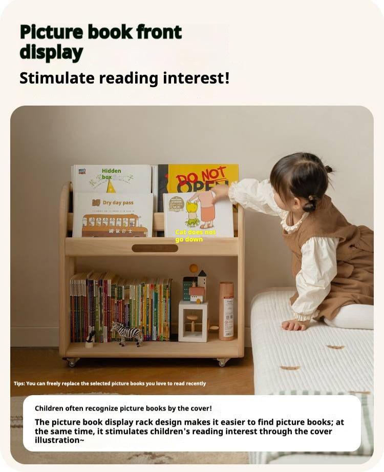 Poplar Solid Wood Movable Kids Cabinet