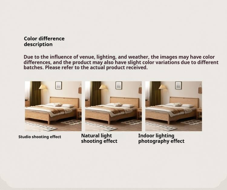 Oak Solid Wood High Box Bed in Modern Minimalist Design