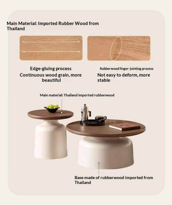 Solid Rubberwood Round Coffee Table