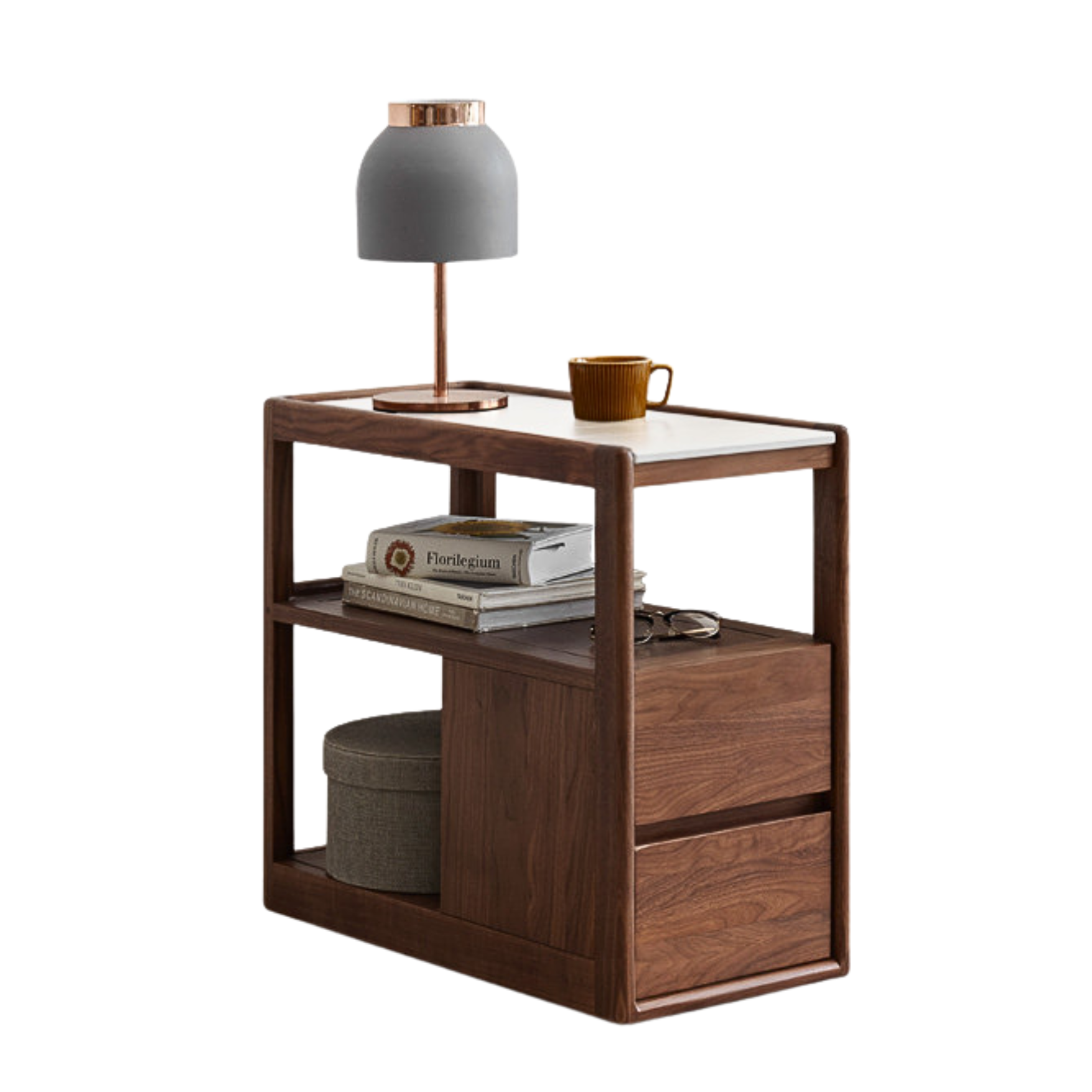 Solid wood rock plate side table movable