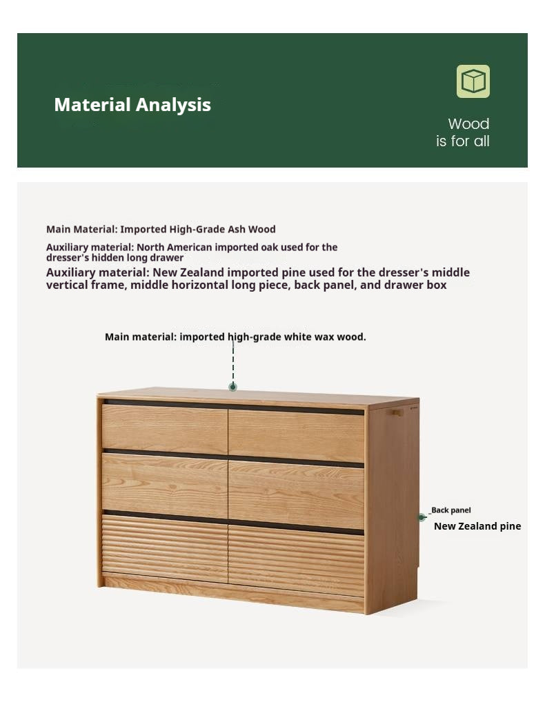 Ash Solid Wood Modern Minimalist Chest Of Drawers