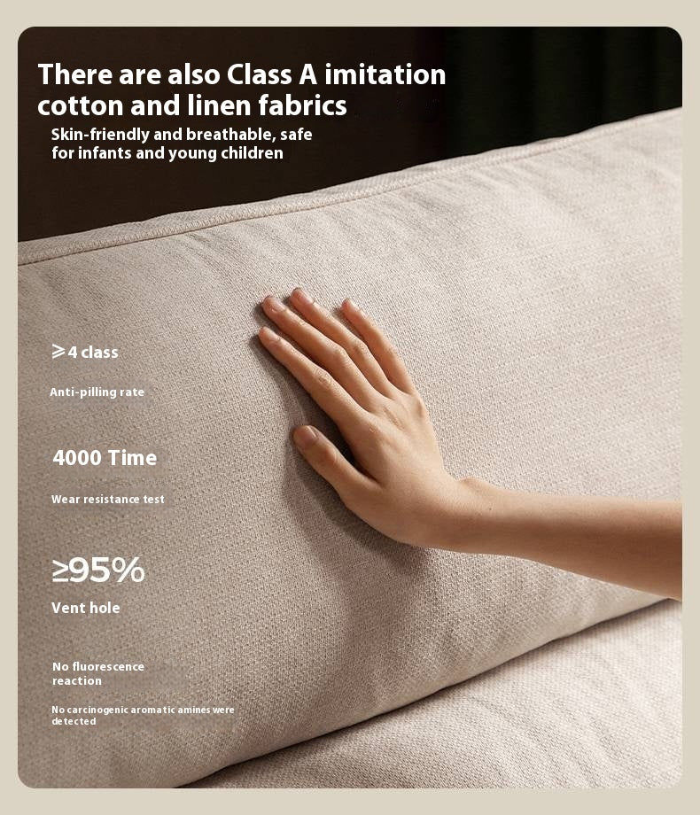 Sandalwood, Ash Solid Wood Genuine Leather, fabric High-Back Sofa