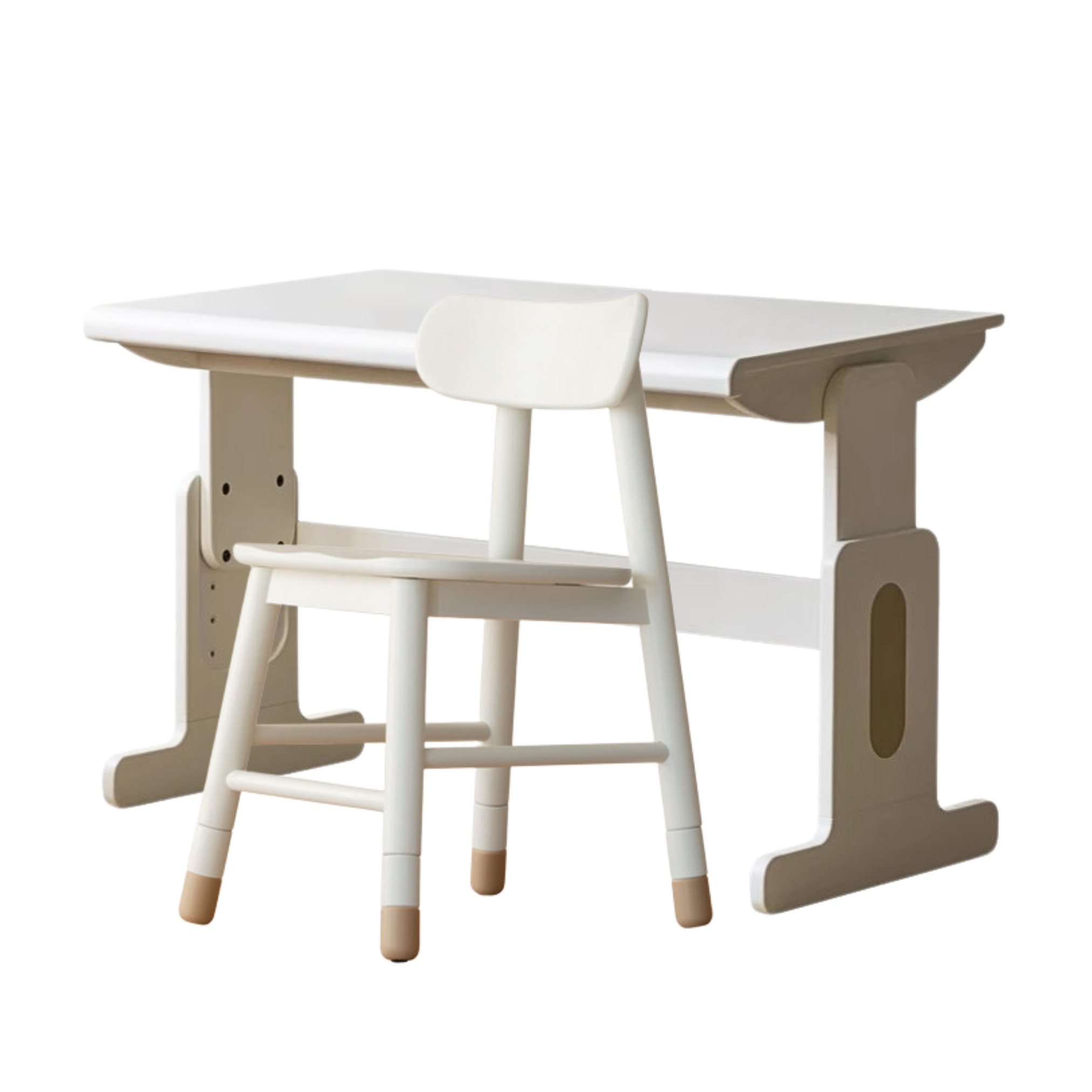 Beech Solid wood lift study desk  adjustable white children's desk