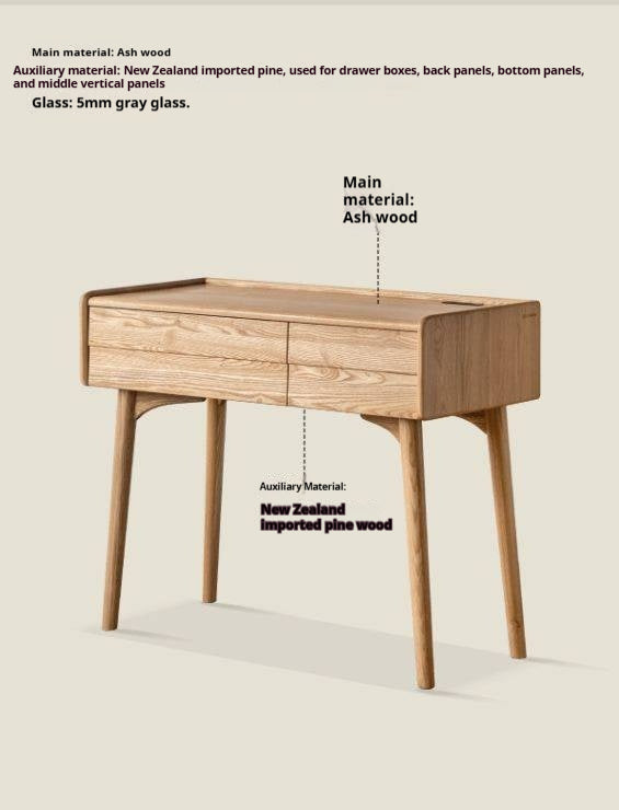 Oak Solid Wood Modern Minimalist Multifunctional Vanity Table