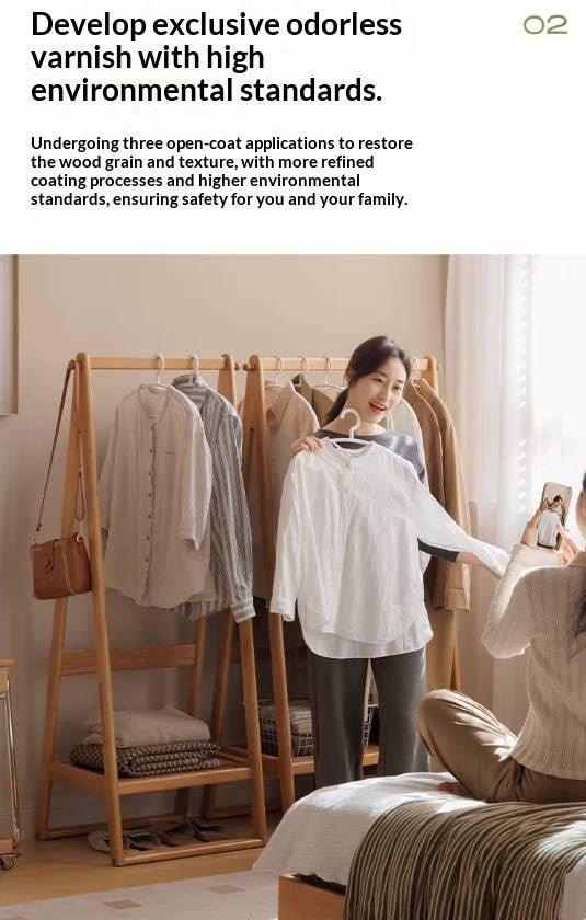Solid Rubberwood Nordic Minimalist Standing Hanger