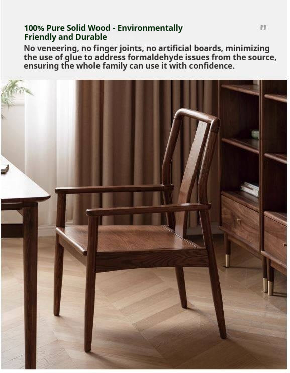 Black Walnut, Ash Solid Wood Backrest Dining Armchair
