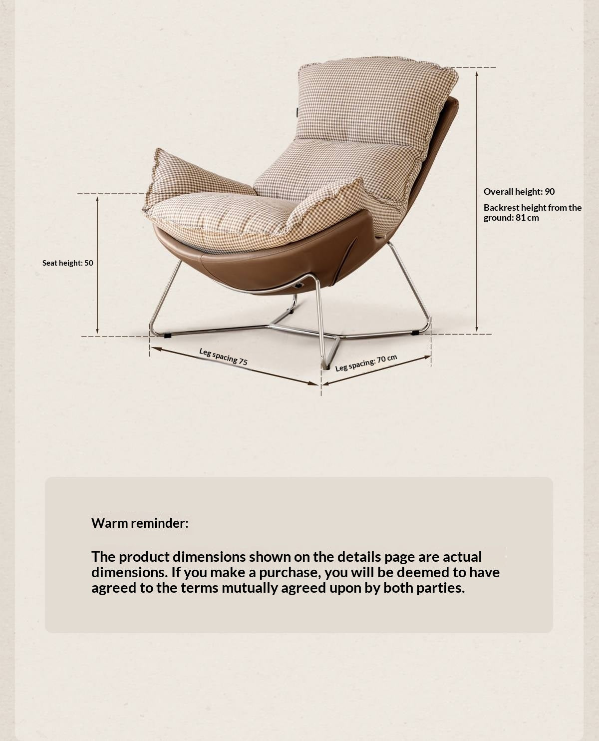 Eggshell Contemporary Fabric Lounge Chair with Metal Base