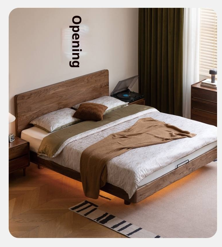 Black Walnut Solid Wood Modern Minimalist Bed