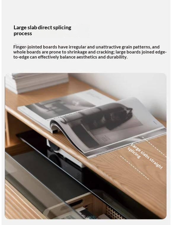 Ash Solid Wood Floor Modern Rock Board TV Cabinet.