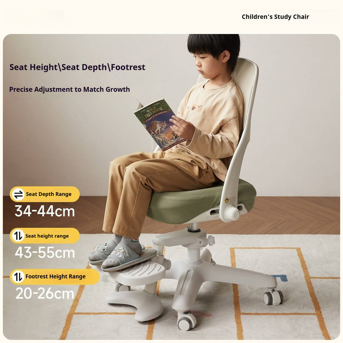 Kids Adjustable Swivel Study Chair with Footrest