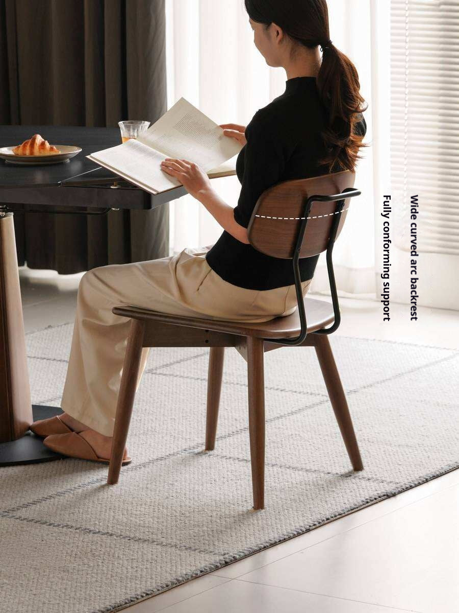 Set 2 pcs Black Walnut, Oak Solid Wood Italian Style Side Chair for Dining Room