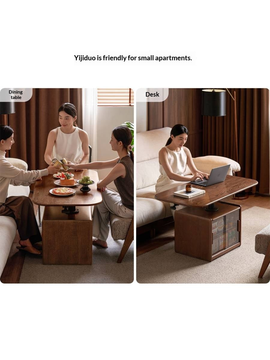 Oak Solid Wood Elevating Lifting Coffee Table