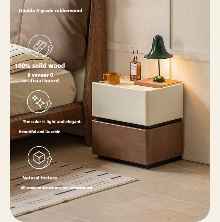Solid RubberWood Two-Tone Nightstand