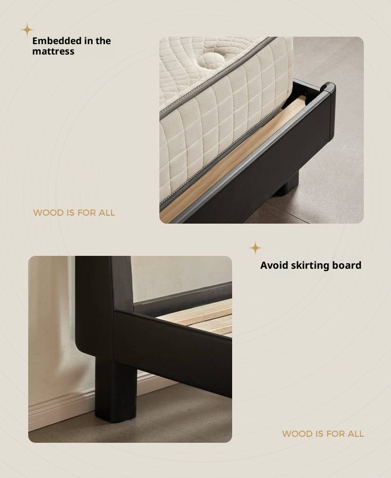 Ash Solid Wood Luminous Bed Modern Minimalist