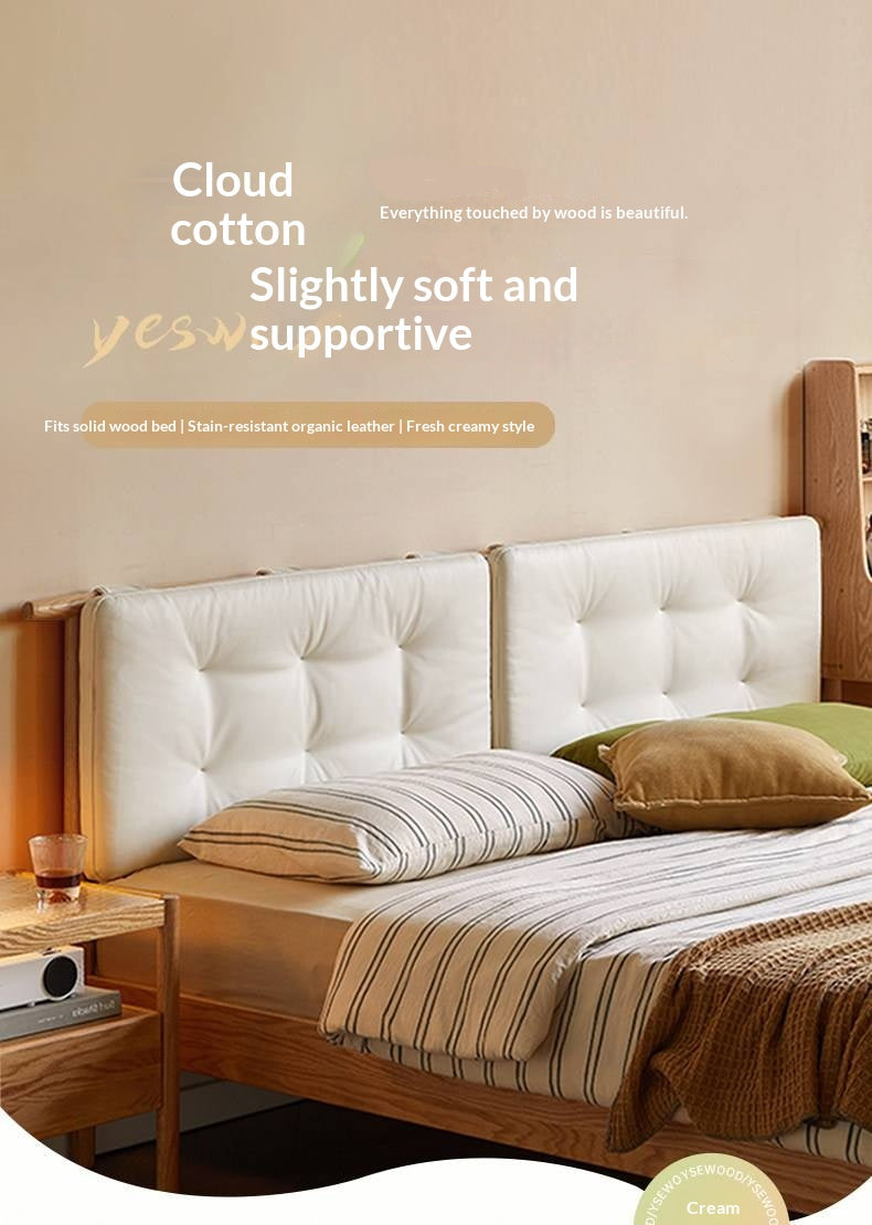 Headboard Backrest Cushion with Creamy White Leather